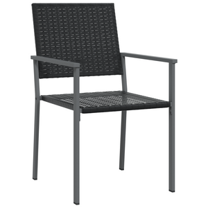 Set di 5 Nero Rattan PE, Acciaio verniciato a polvere