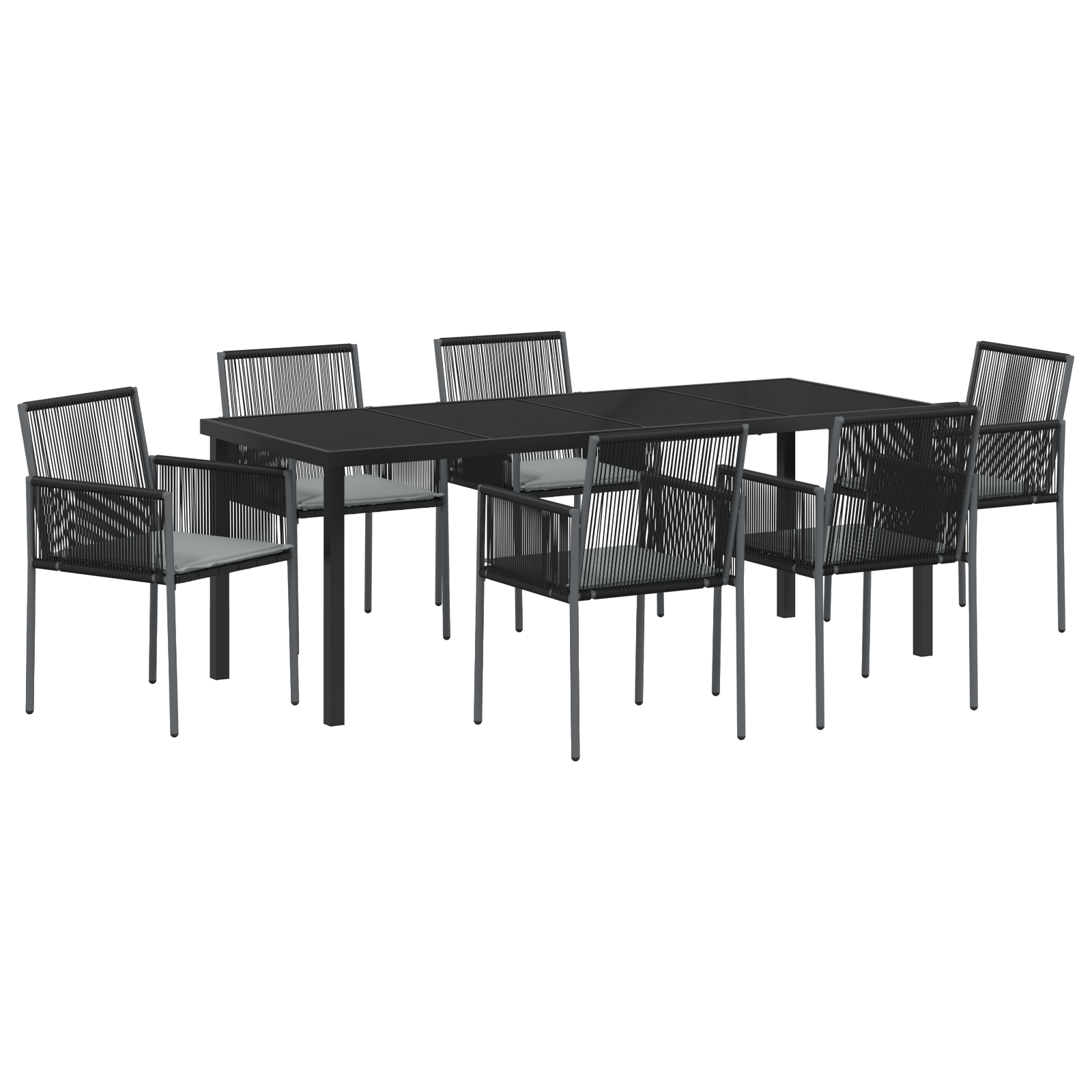 Set di 4 Nero Polyrattan 54x60.5x83.5 cm Durevole