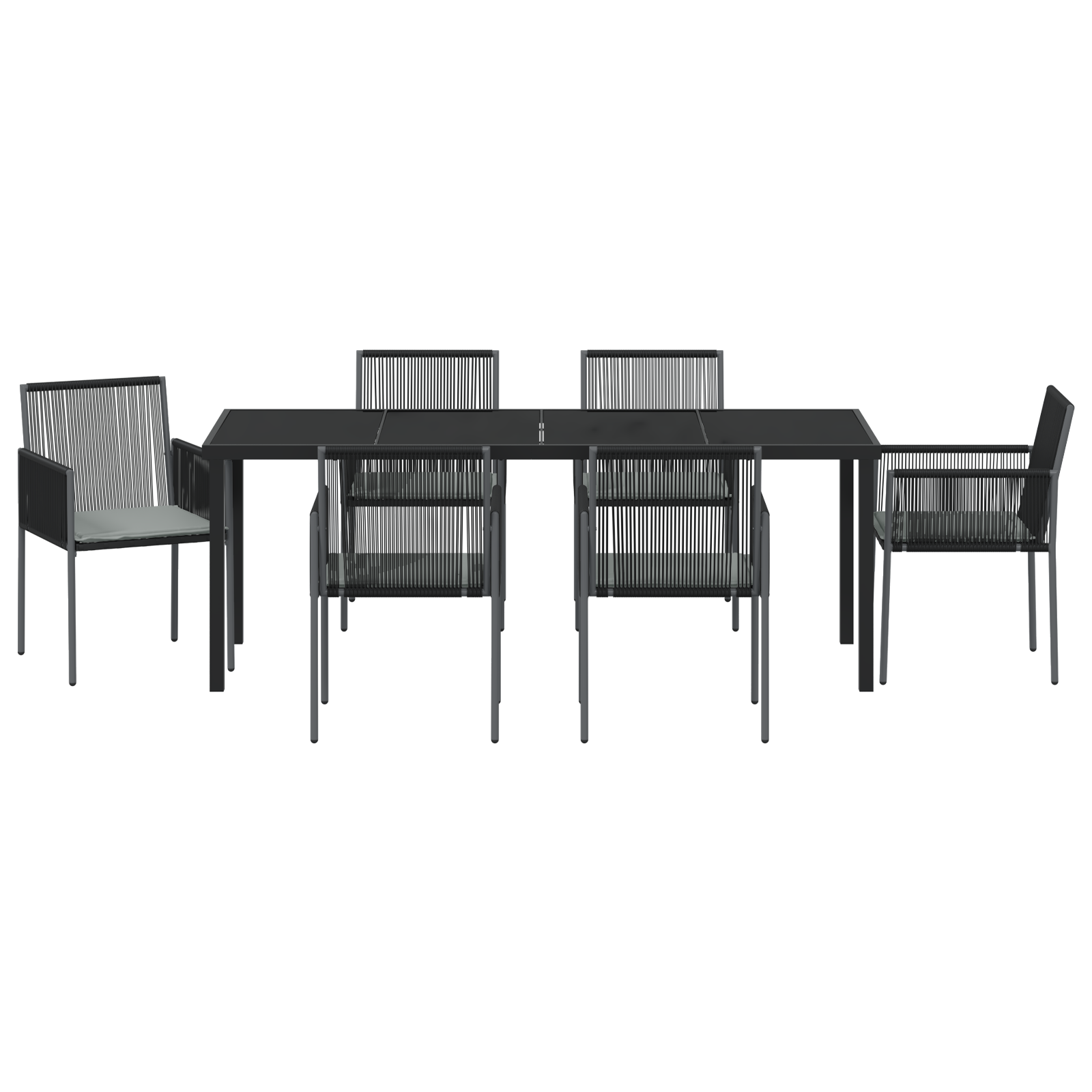 Set di 4 Nero Polyrattan 54x60.5x83.5 cm Durevole