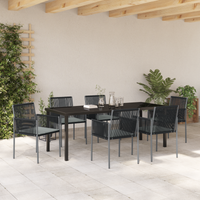 Set di 4 Nero Polyrattan 54x60.5x83.5 cm Durevole