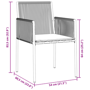 Set di 4 Nero Polyrattan 54x60.5x83.5 cm Durevole
