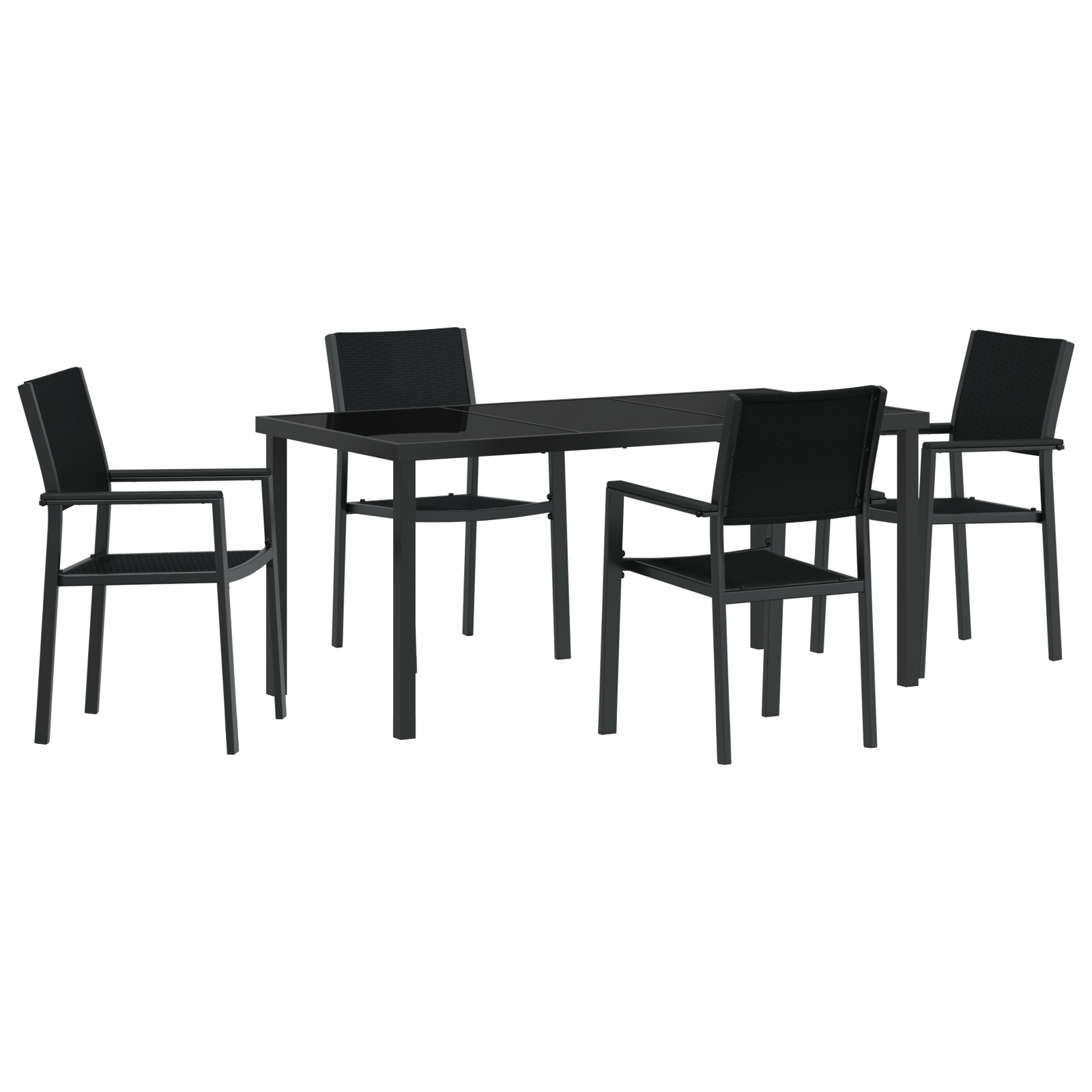 Set di Mobili da Pranzo da Giardino in Polyrattan Nero
