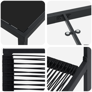 Set da pranzo da giardino 5 pezzi Nero PVC intrecciato