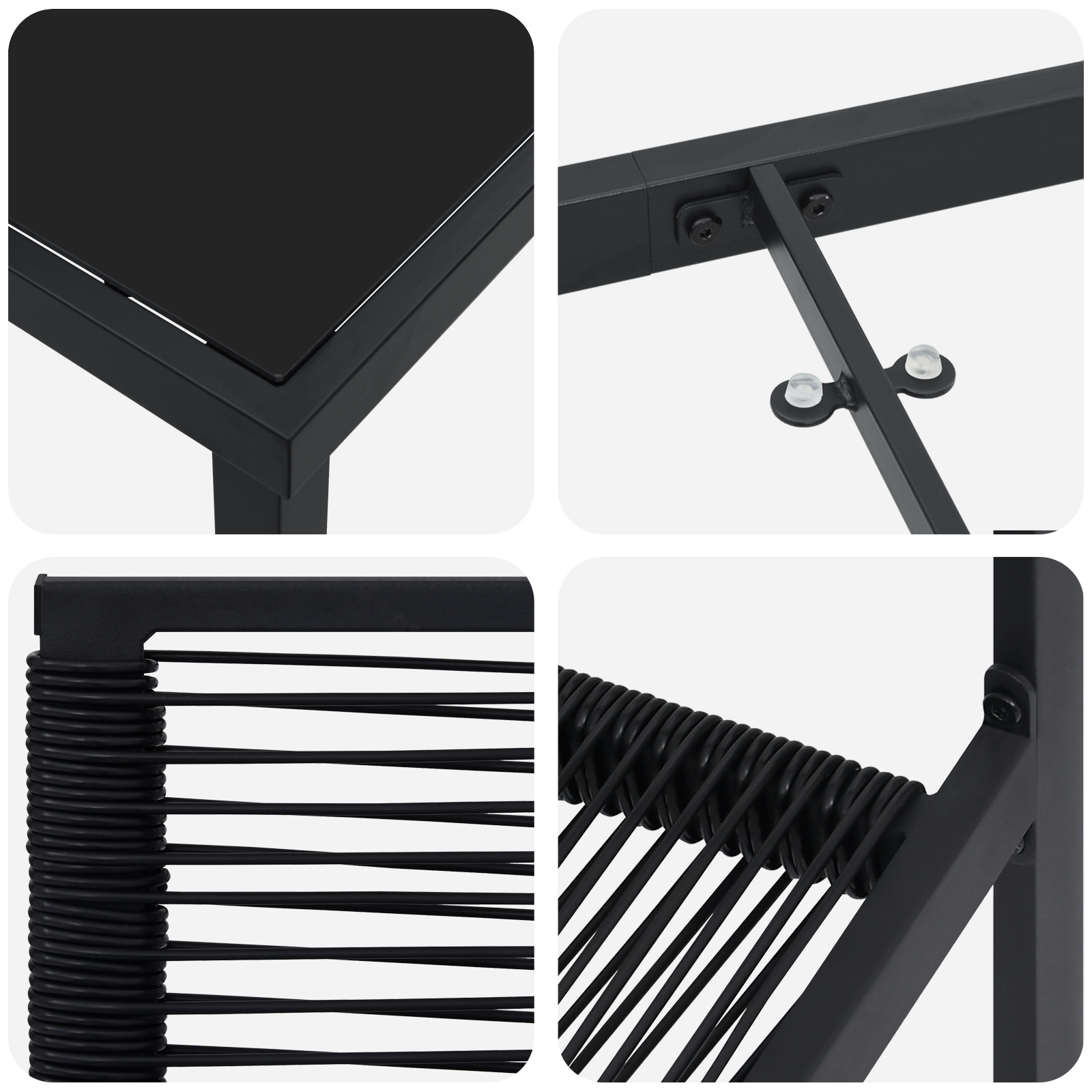 Set da pranzo giardino a 7 pezzi Nero Rattan PVC