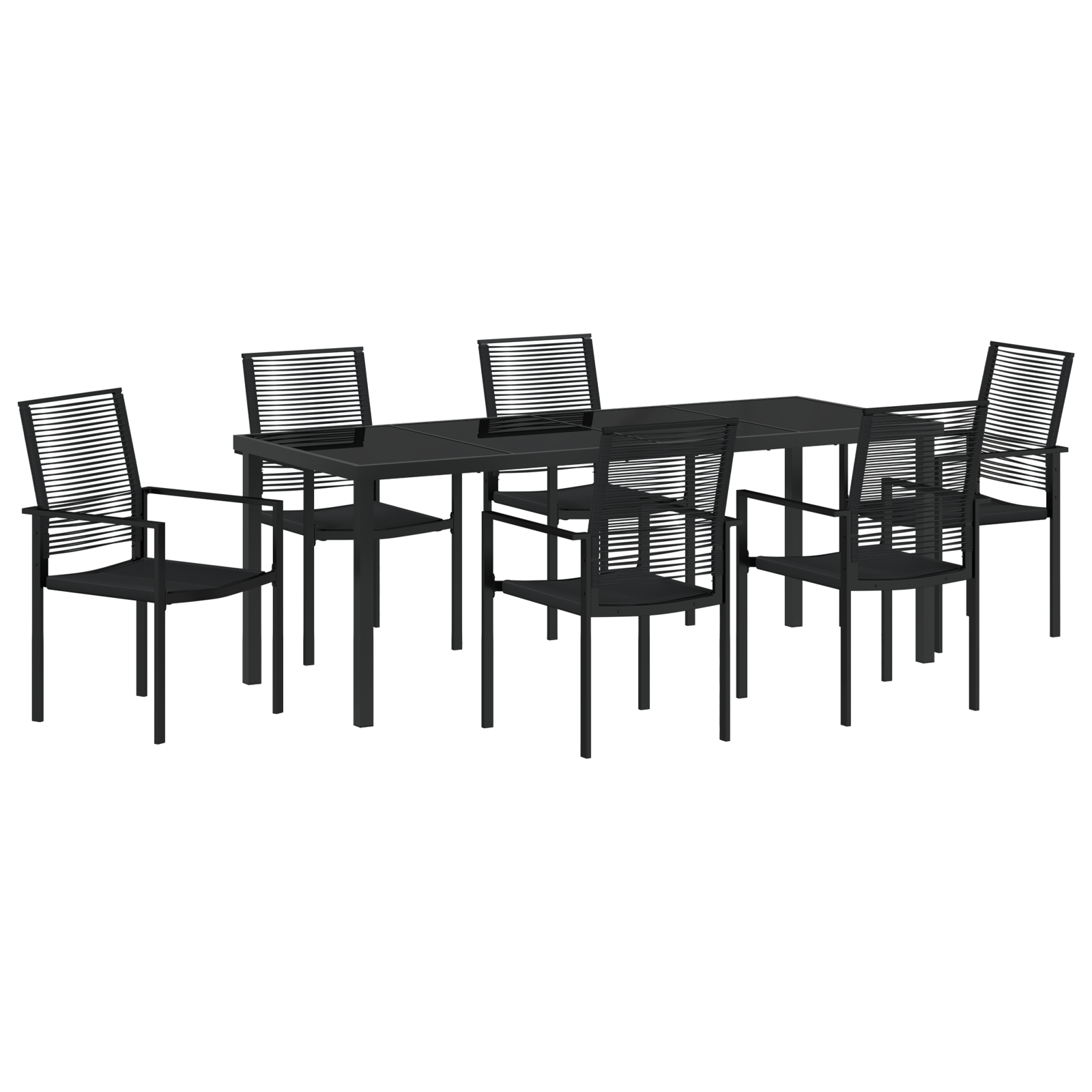Set da pranzo giardino a 7 pezzi Nero Rattan PVC