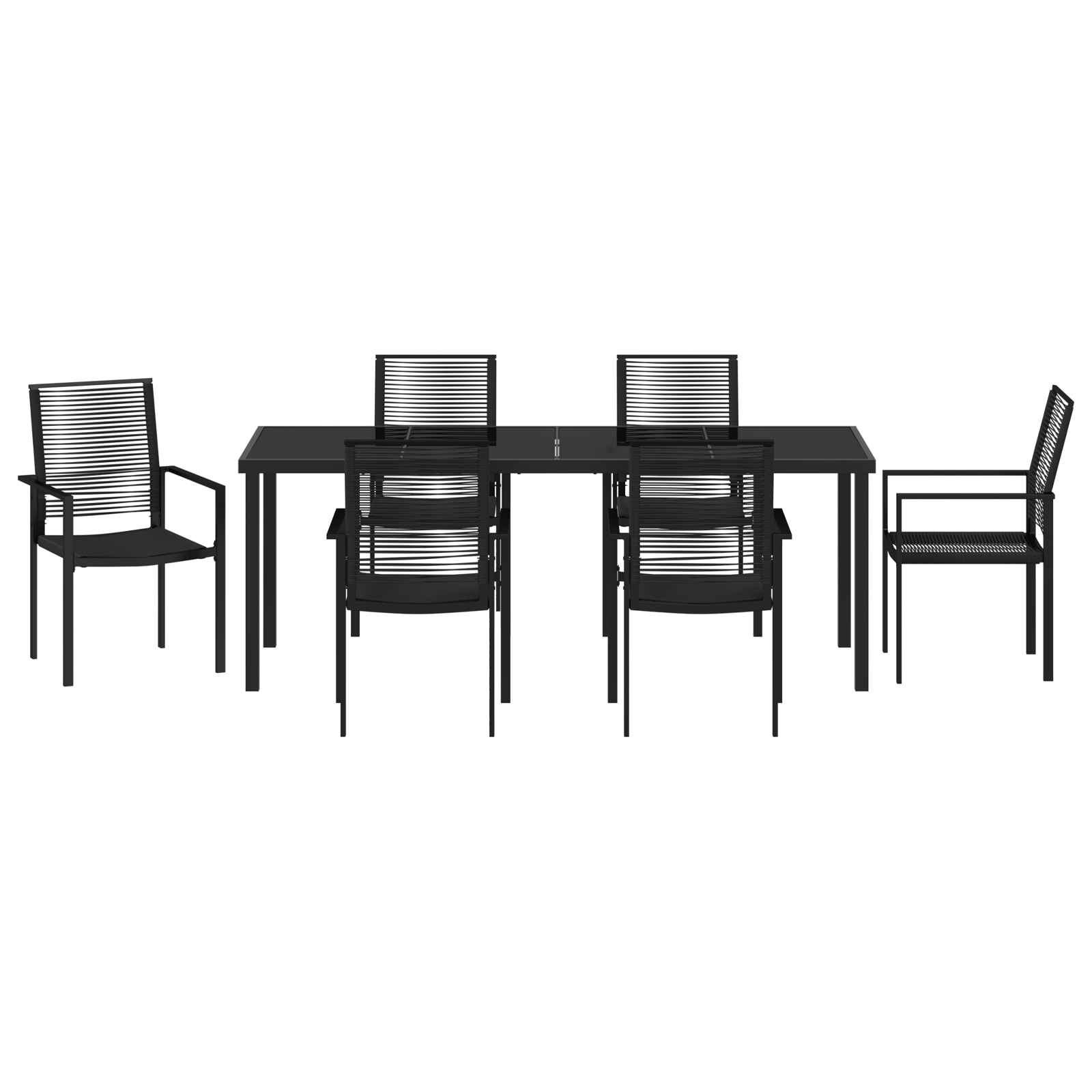 Set da pranzo giardino a 7 pezzi Nero Rattan PVC