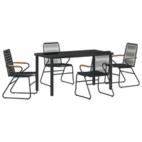 Set da Pranzo da Giardino 5 Pezzi Nero Rattan in PVC