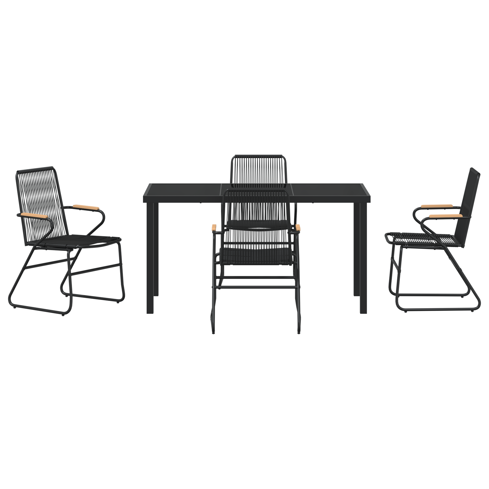 Set da Pranzo da Giardino 5 Pezzi Nero Rattan in PVC