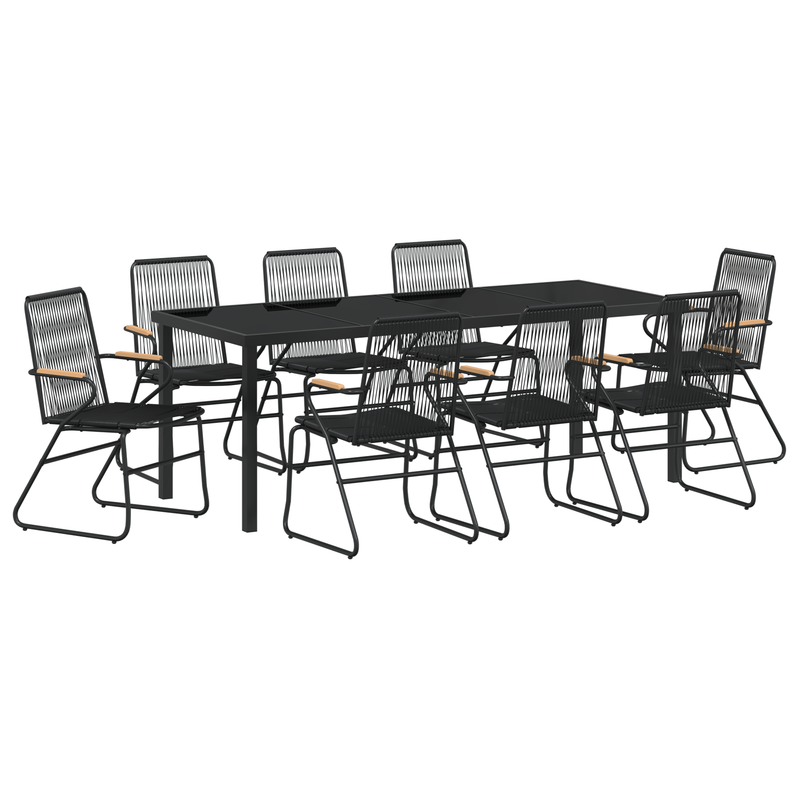 Set di Mobili da Giardino 9 Pezzi Nero Rattan PVC