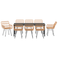 Set da Pranzo da Giardino 9 Pezzi Marrone in Polyrattan