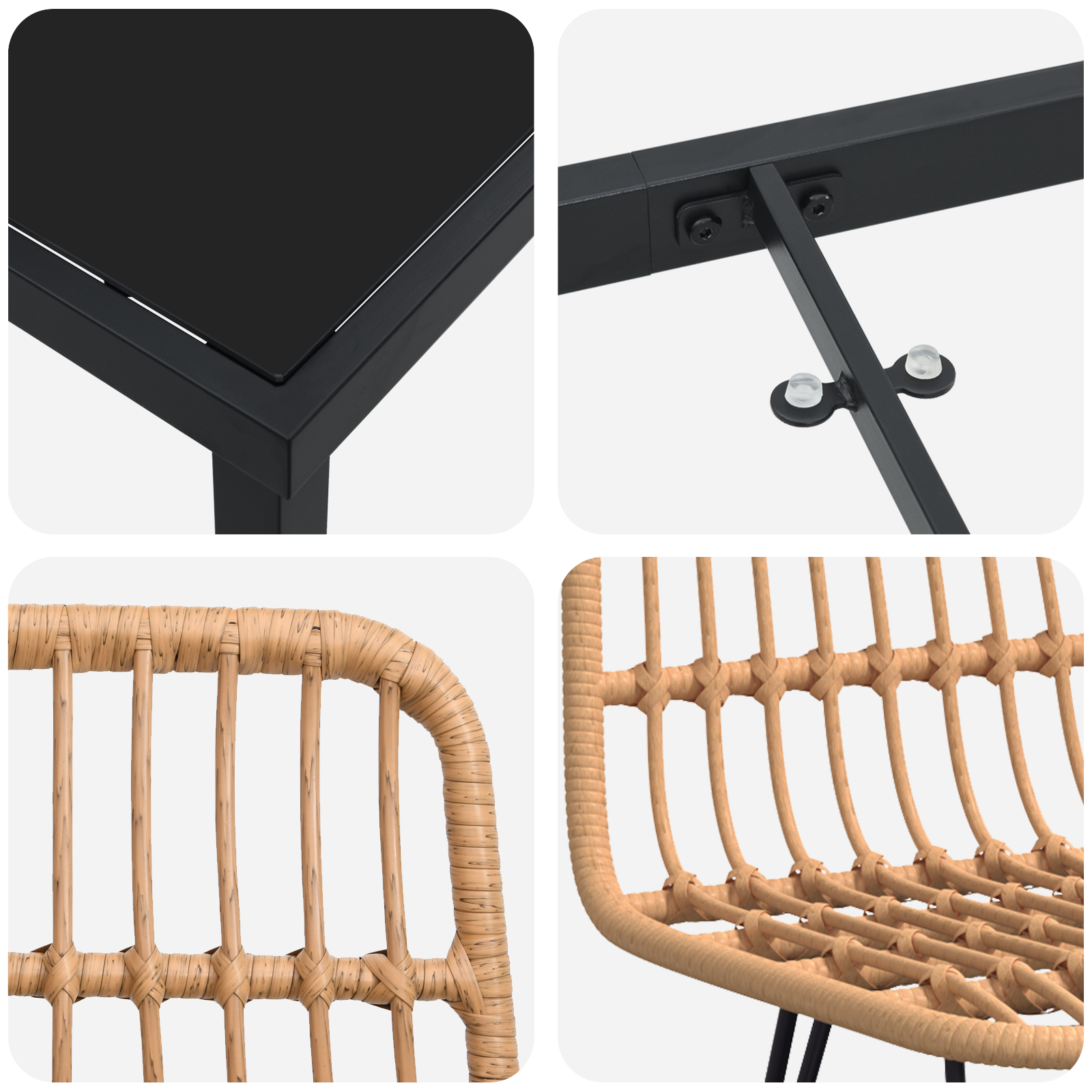 Set da Pranzo da Giardino 5 Pezzi Rattan Polietilene Marrone