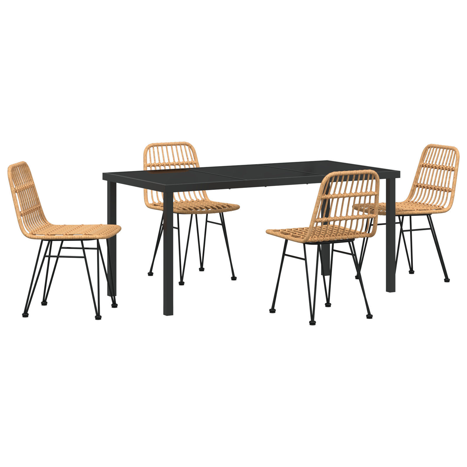 Set da Pranzo da Giardino 5 Pezzi Rattan Polietilene Marrone