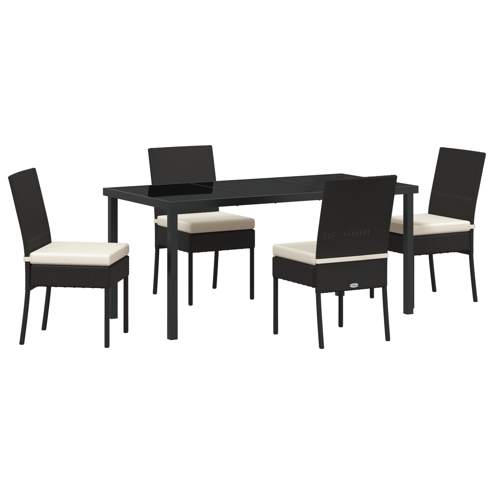 Set pranzo giardino 5 pezzi polyrattan nero