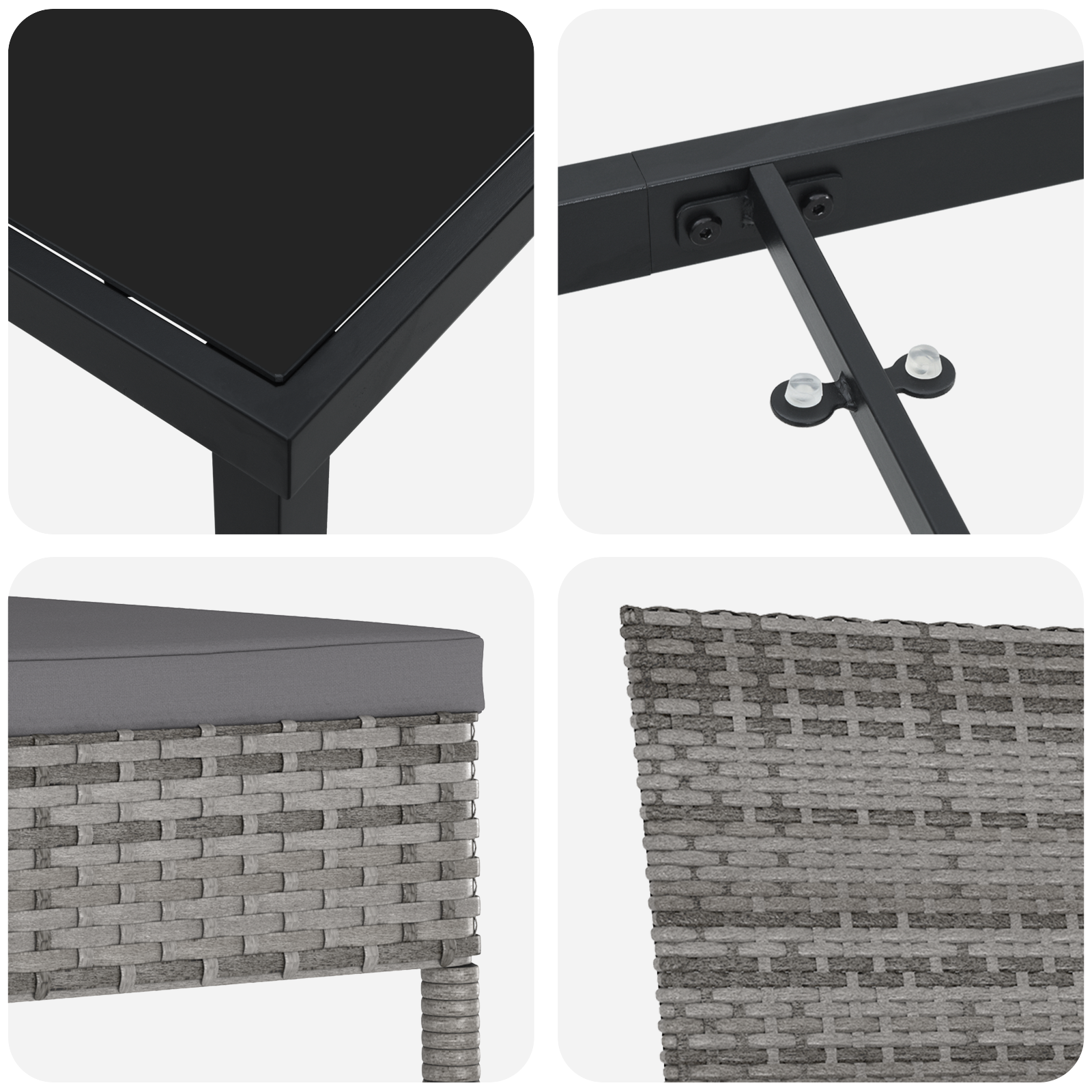 Set di Pranzo per Giardino 5 Pezzi Grigio Polyrattan