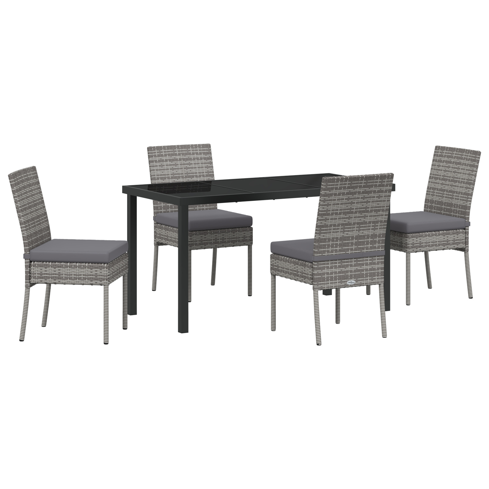 Set di Pranzo per Giardino 5 Pezzi Grigio Polyrattan