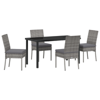Set di Pranzo per Giardino 5 Pezzi Grigio Polyrattan