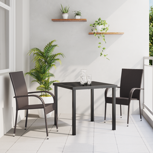 Set da Pranzo da Giardino 3 Pezzi Marrone Rattan Poly