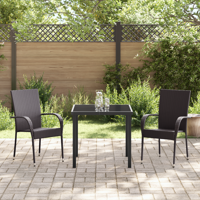 Set da Pranzo da Giardino 3 Pezzi Marrone Rattan Poly