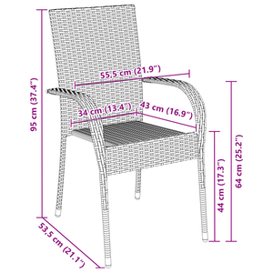 Set da Pranzo da Giardino 3 Pezzi Nero Rattan Poliestere