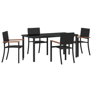 Set da Pranzo da Giardino 5 Pezzi in Polyrattan Nero