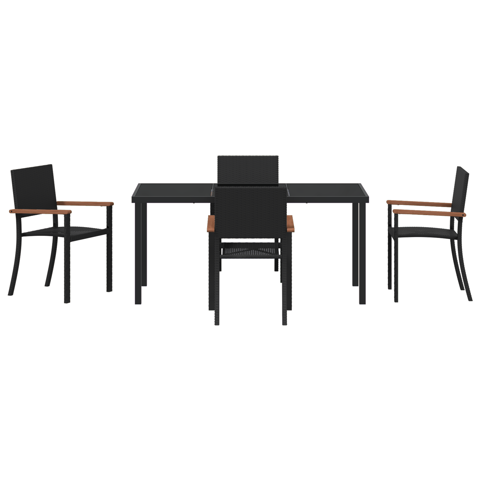 Set da Pranzo da Giardino 5 Pezzi in Polyrattan Nero