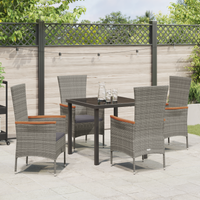 Set da Pranzo da Giardino con Cuscini Grigio Rattan Poliestere