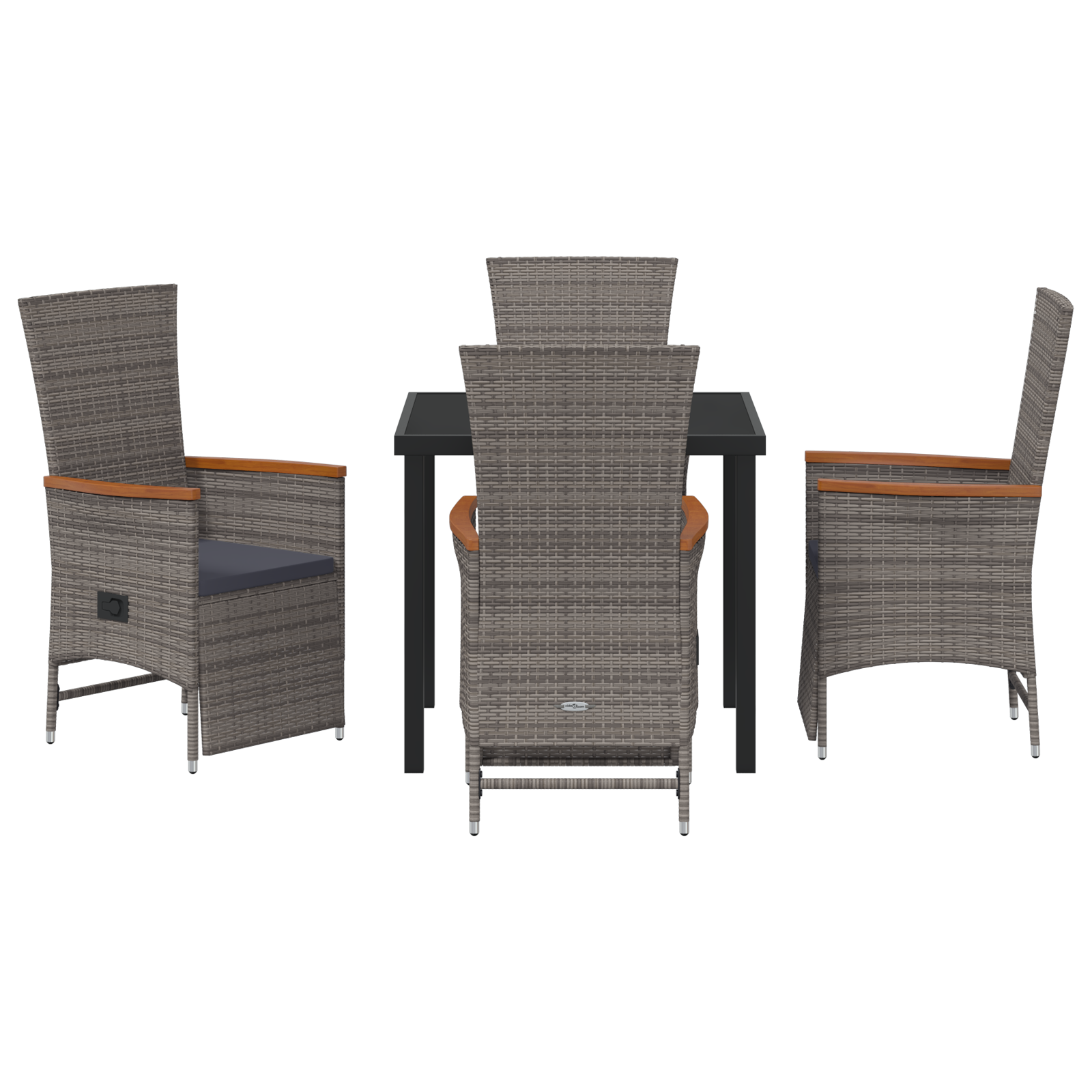 Set da pranzo da giardino 5 pezzi con cuscini Grigio Rattan Polimerico