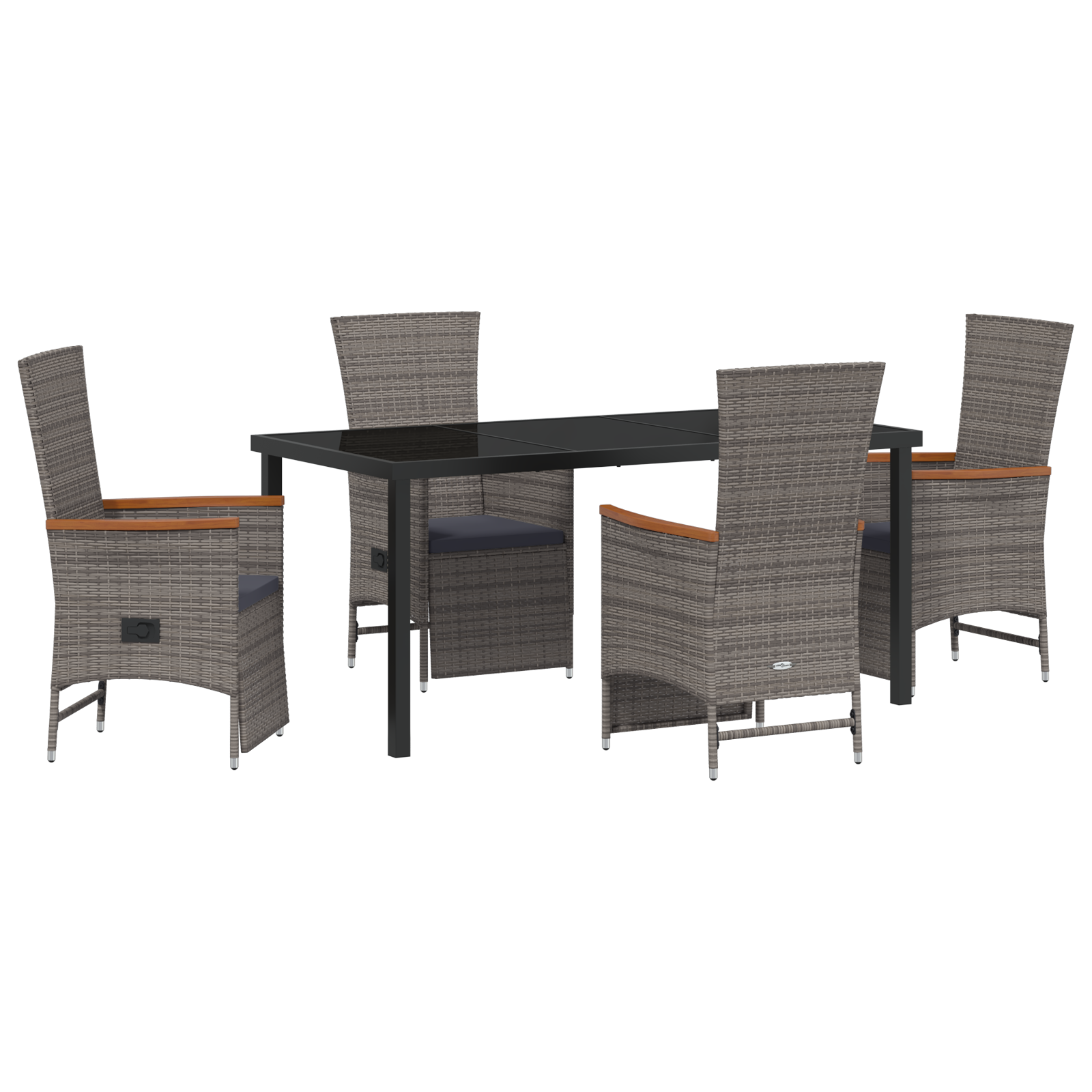 Set da Pranzo da Giardino 5 Pezzi con Cuscini Rattan Grigio Polyrattan