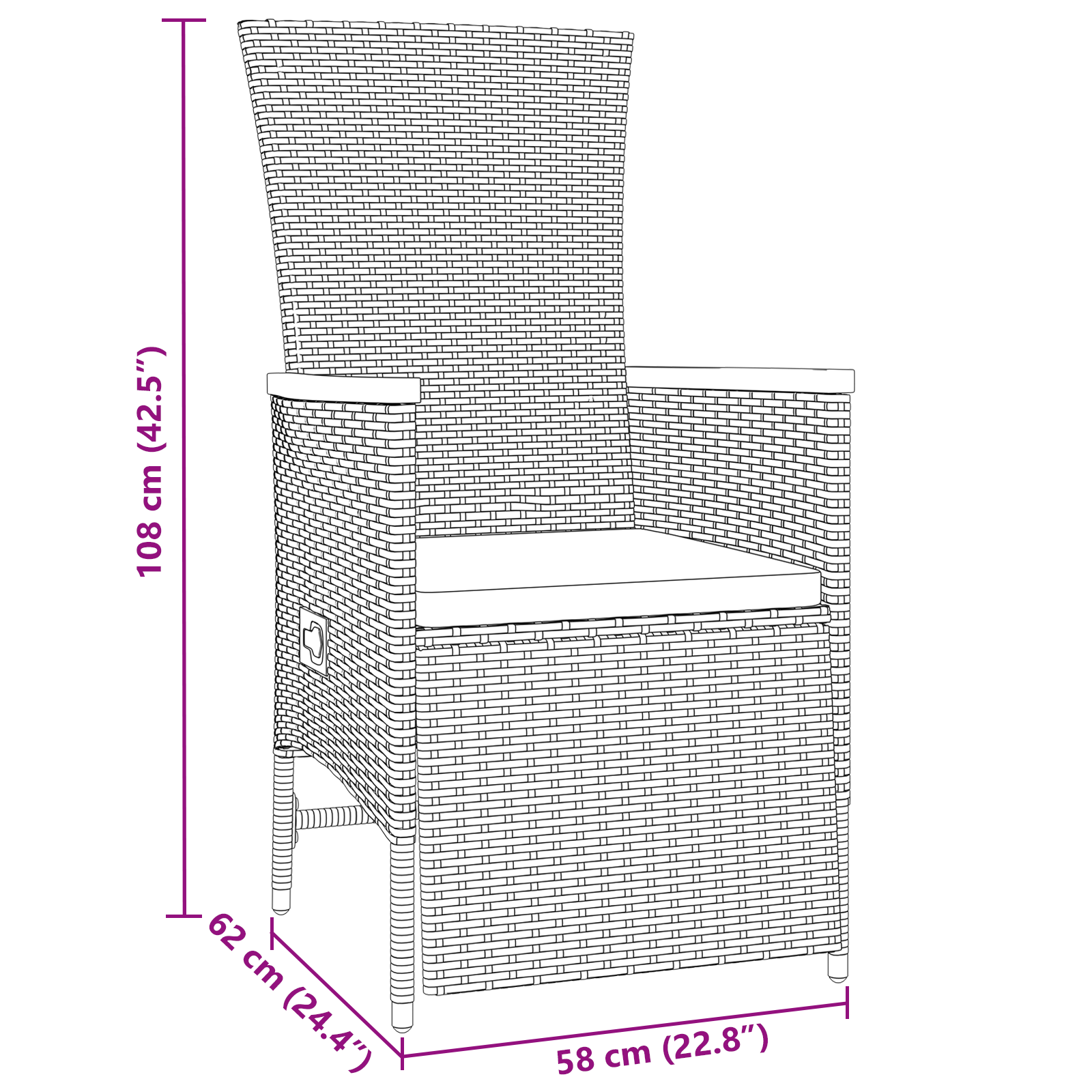 Set da Pranzo da Giardino 7 Pezzi con Cuscini Grigio Rattan Sintetico