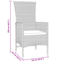 Set da pranzo in giardino da 3 pezzi con cuscini beige in polyrattan
