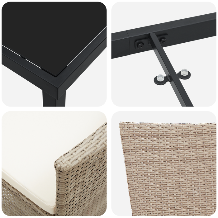 Set da Pranzo da Giardino a 5 Pezzi con Cuscini Beige Rattan Sintetico