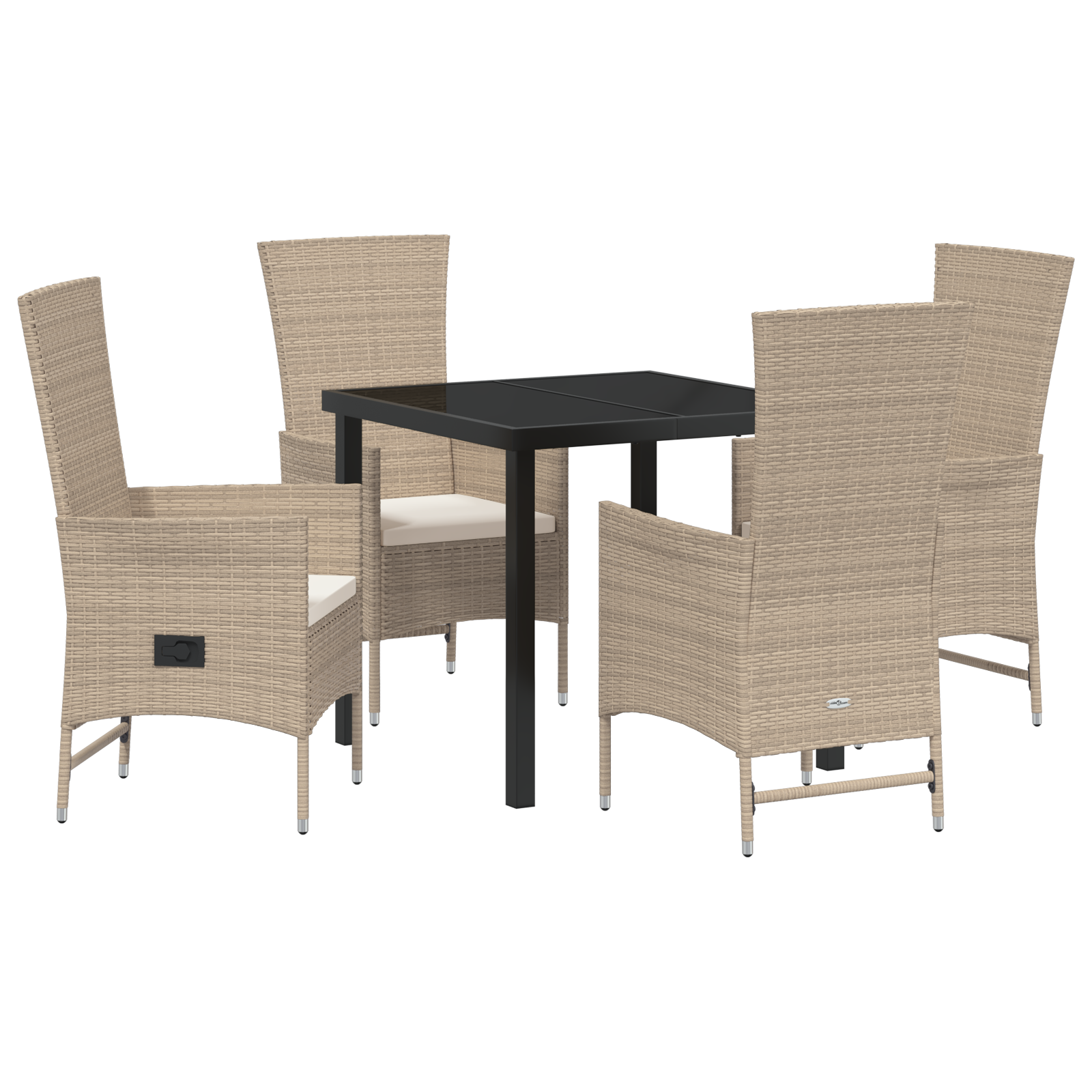 Set da Pranzo da Giardino a 5 Pezzi con Cuscini Beige Rattan Sintetico