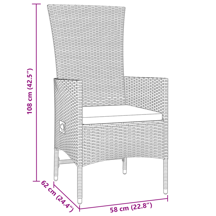 Set da Pranzo da Giardino a 5 Pezzi con Cuscini Beige Rattan Sintetico