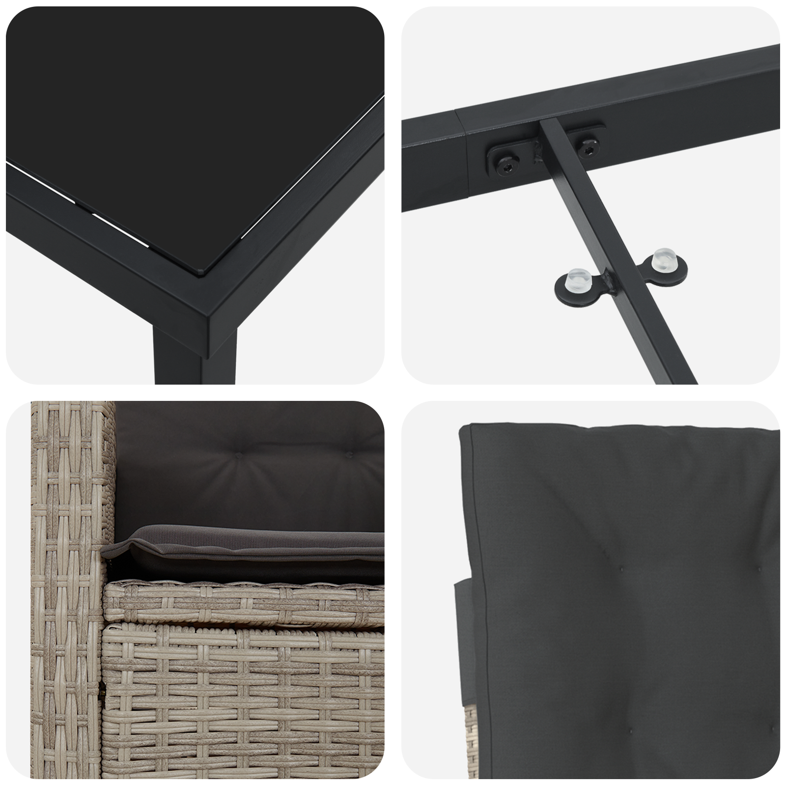 Set di Mobili da Giardino 5 Pezzi con Cuscini Grigio Chiaro Polyrattan