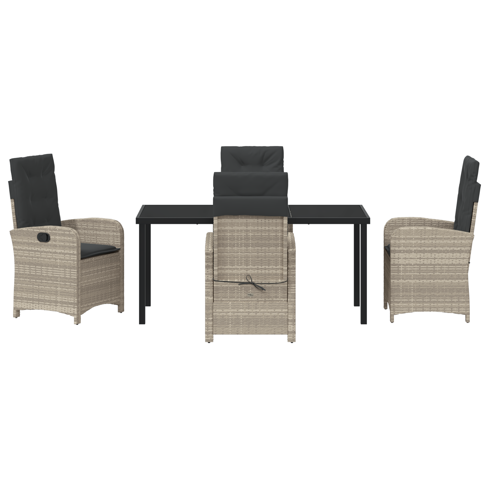 Set di Mobili da Giardino 5 Pezzi con Cuscini Grigio Chiaro Polyrattan