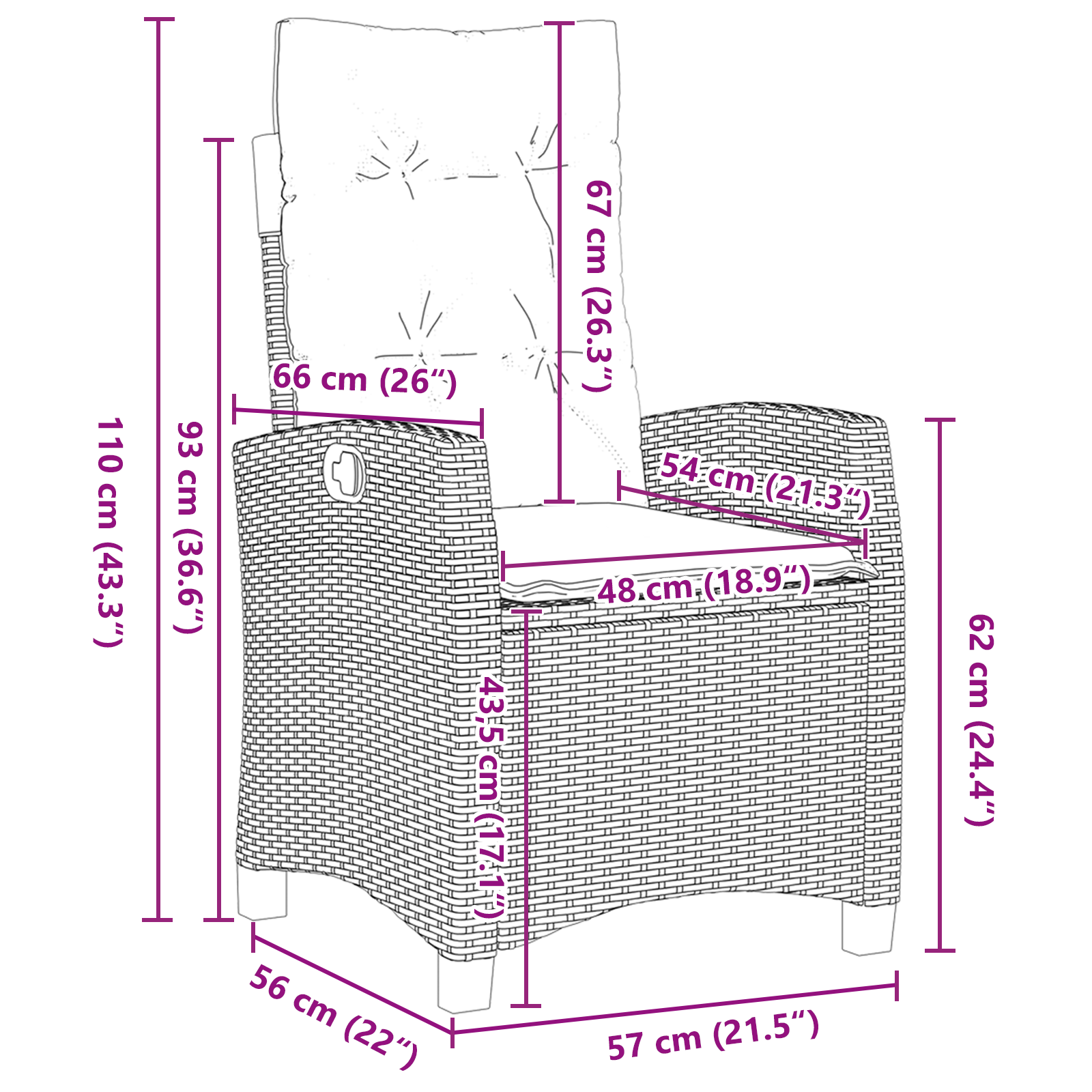 Set da pranzo da giardino 7 pezzi con cuscini marrone in polyrattan