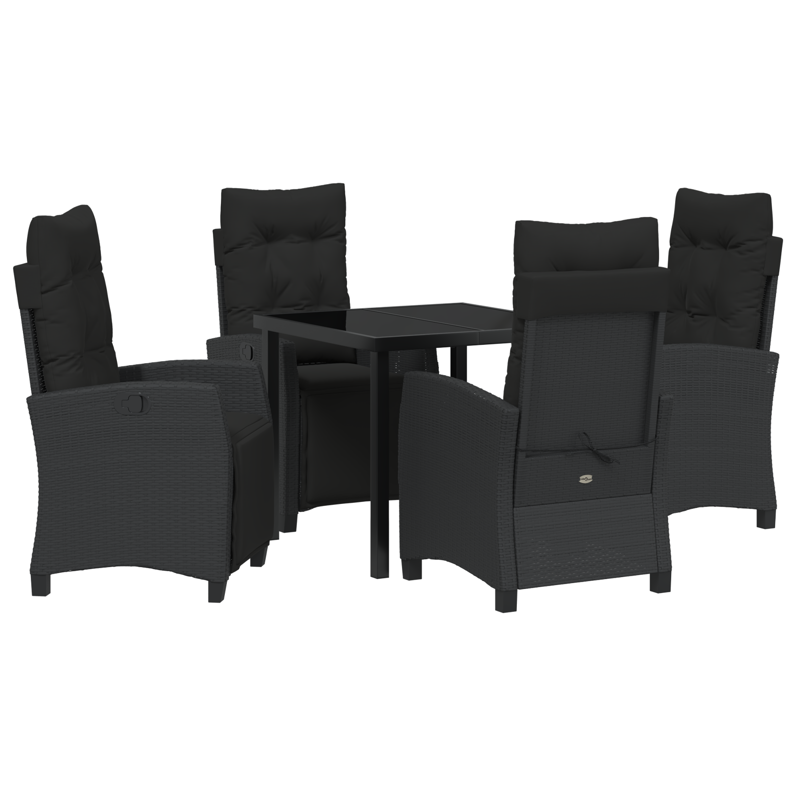 Set da pranzo da giardino a 5 pezzi in rattan polietilene nero