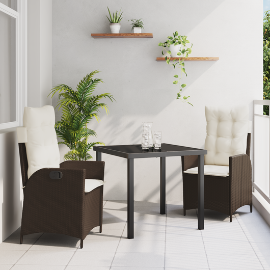 Set di 2 Marrone Polyrattan Marrone, Acciaio Verniciato a Polvere