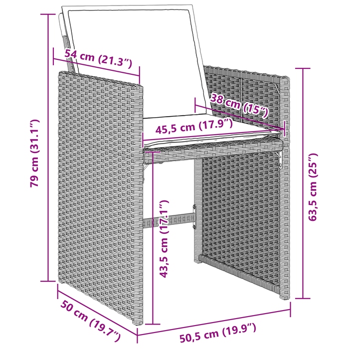 Set da pranzo da giardino 5 pezzi con cuscini grigio chiaro in rattan sintetico