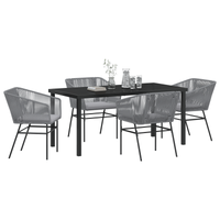 Set da pranzo da giardino 5 pezzi con cuscini in polyrattan grigio