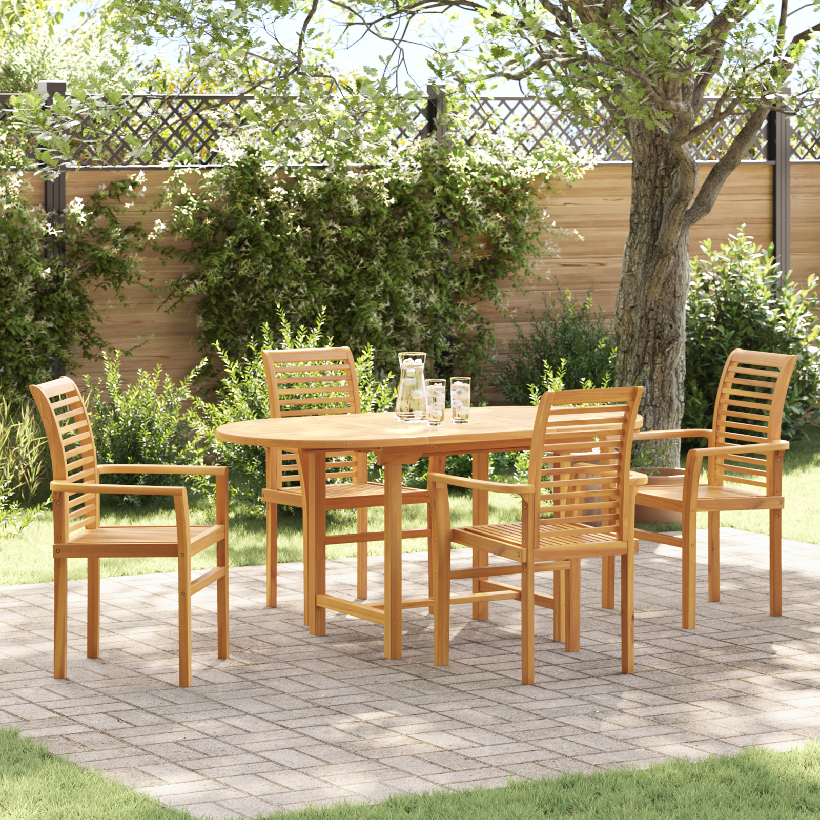 Set pranzo giardino  5 pezzi in legno massello di teak