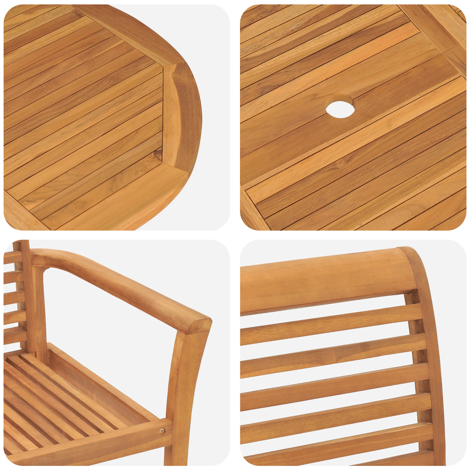 Set da Pranzo da Giardino  in Legno Massello Teak a 7 Pezzi