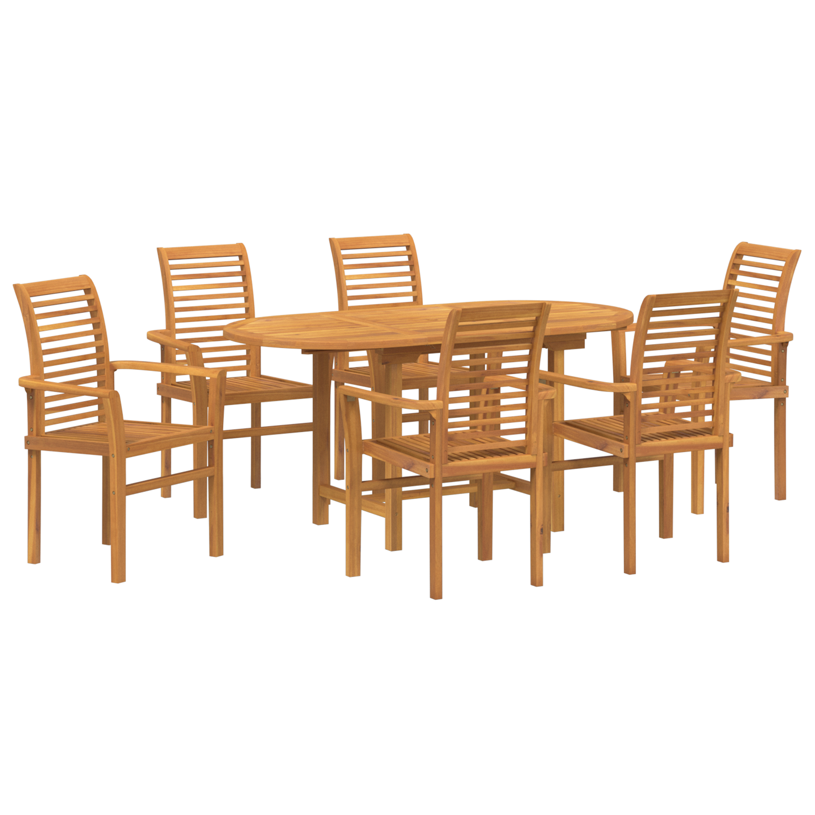 Set da Pranzo da Giardino  in Legno Massello Teak a 7 Pezzi