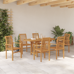 Set da Pranzo da Giardino  in Legno Massello Teak a 7 Pezzi