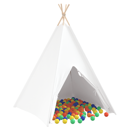Tenda Teepee per Bambini con Borsa e Palline da Gioco Bianche