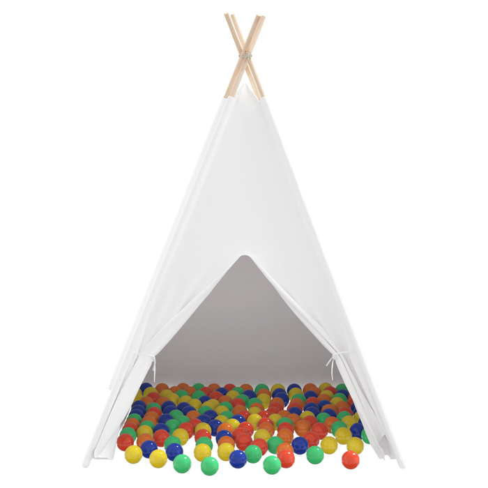 Tenda Teepee per Bambini con Borsa e Palline da Gioco Bianche