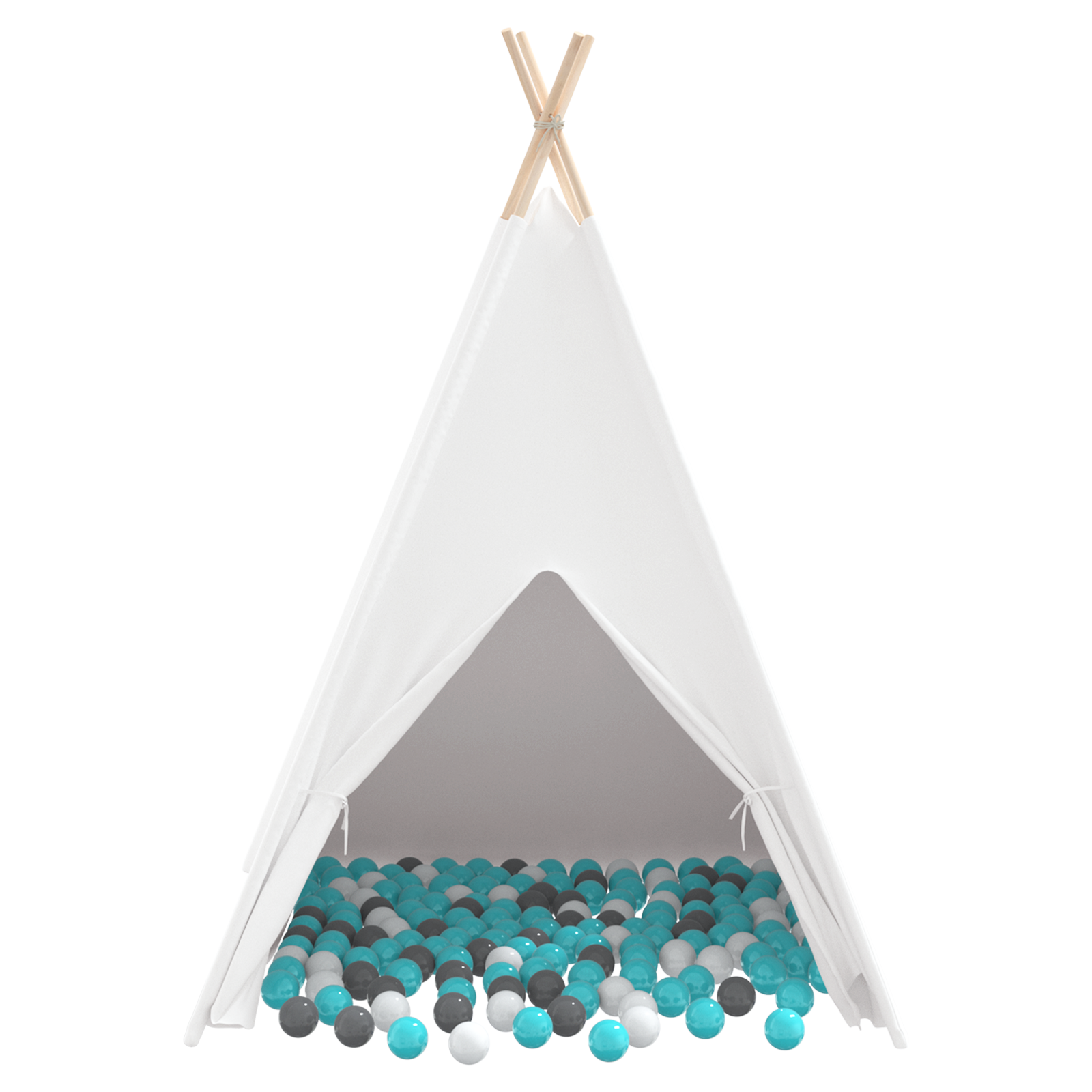 Tenda Teepee con Borsa in Pesca & Palline Morbide Pelle Bianca