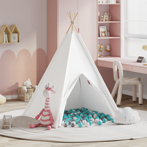 Tenda Teepee con Borsa in Pesca & Palline Morbide Pelle Bianca
