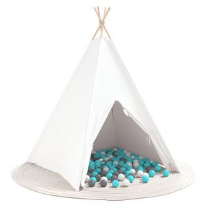 Tenda Teepee con Borsa in Pesca & Palline Morbide Pelle Bianca