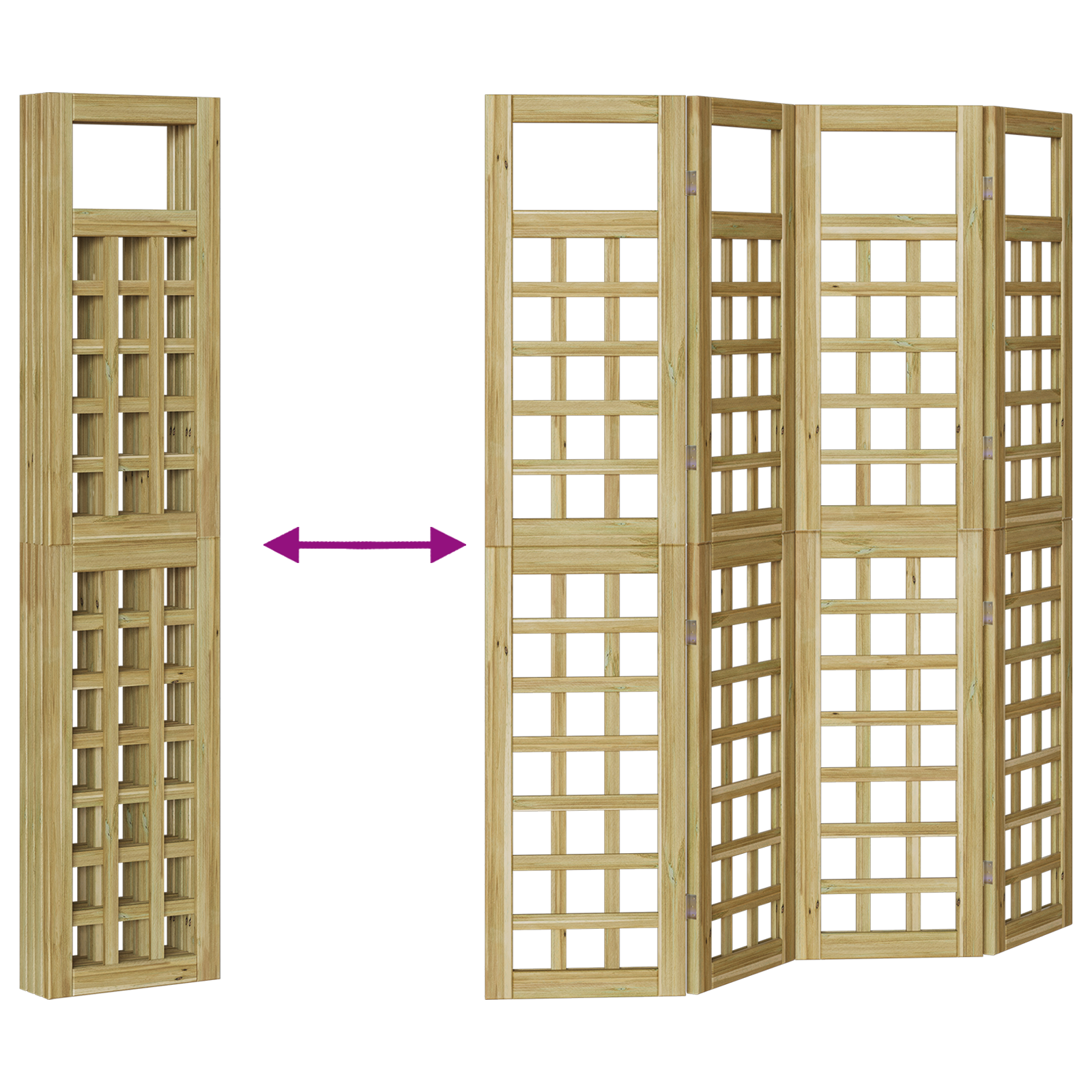 Schermo per Privacy Esterno  4 pannelli in legno di pino